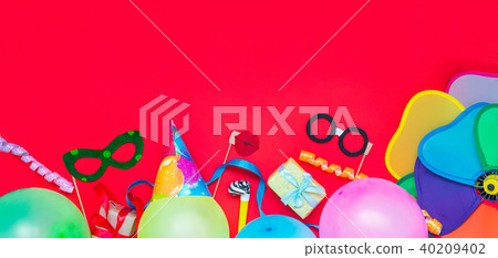 Festive background with party tools and decoration Festive background with party tools and decoration 40209402