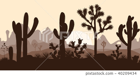 Desert seamless pattern with joshua trees, opuntia, and saguaro Desert seamless pattern with joshua trees, opuntia, and saguaro 40209434
