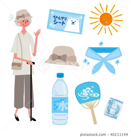 中暑測量資深婦女例證集合 40211149