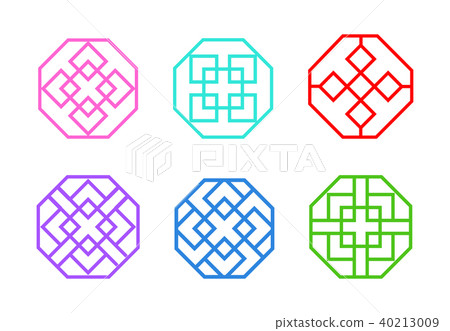 Octagon Chinese window frame in flat vector art Octagon Chinese window frame in flat vector art 40213009