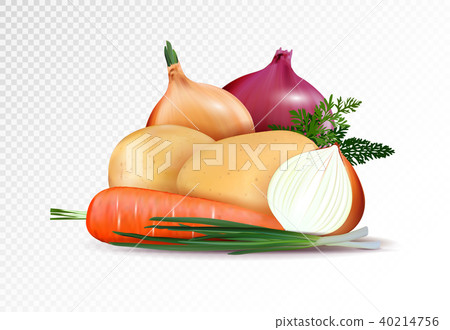 Fresh vegetables on the transsparent background. Vector 40214756