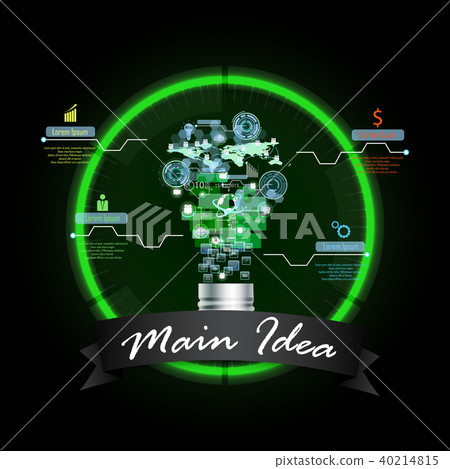 Creative light bulb with a technology business Net 40214815