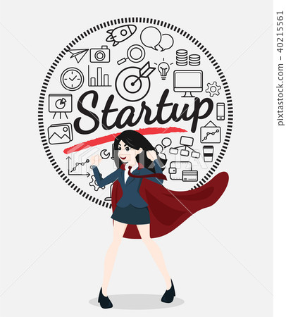 Superhero business woman cartoon for start up - Stock Illustration ...