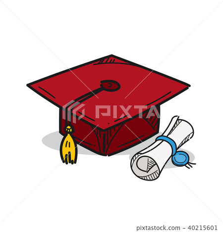 Graduation cap illustration on a white background 40215601