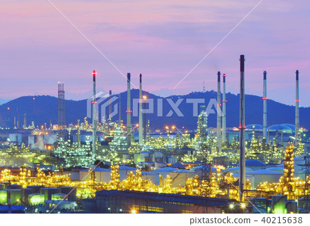 Twilight of oil refinery plant. 40215638