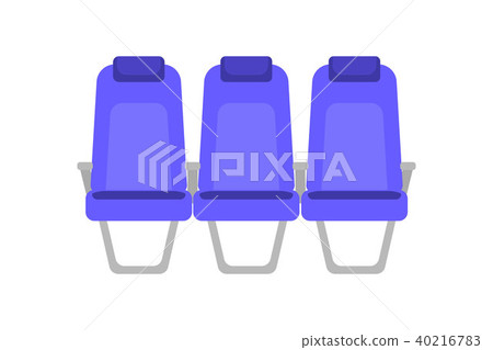 Vector flat colorful illustration of blue seat. Cartoon interior airplane seats. Chairs in cabin of 40216783