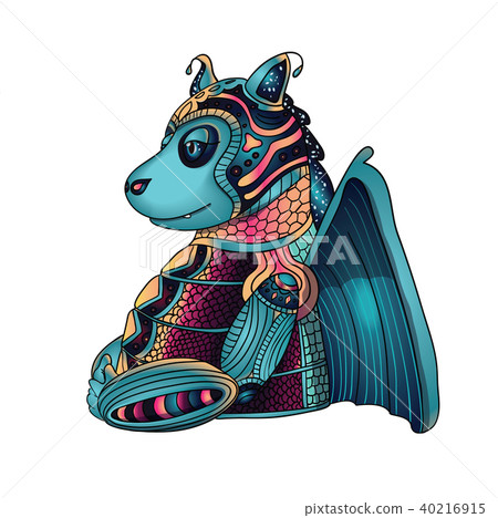 Fairy Dragon Torso, Cartoon Monster on White Fairy Dragon Torso, Cartoon Monster on White 40216915