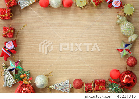 Brown wood and New Year decoration equipment. Brown wood and New Year decoration equipment. 40217319