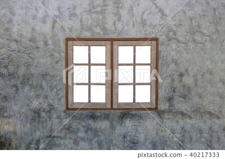 Vintage wooden window on modern concrete wall. Vintage wooden window on modern concrete wall. 40217333