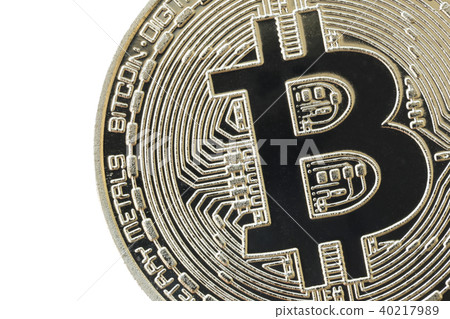 Bitcoin currency of silver medal isolated on white background. Bitcoin currency of silver medal isolated on white background. 40217989