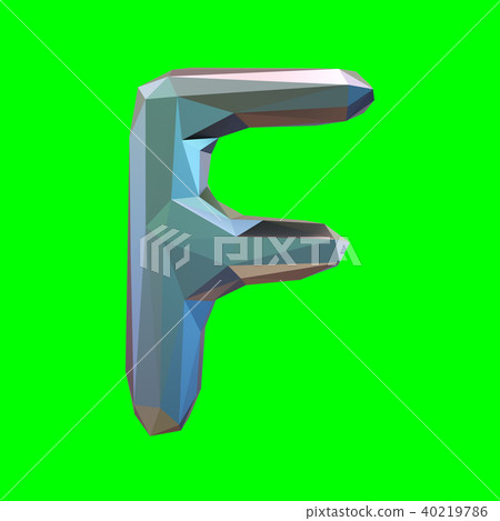Capital latin letter F in low poly style isolated on green background 40219786