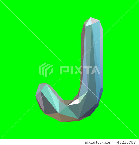 Capital latin letter J in low poly style isolated on green background 40219798