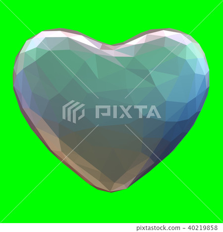 heart made in low poly style isolated on green background. 3d 40219858