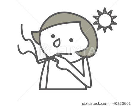婦女的不安簡單的象形圖式插圖紫外線的人抽著煙和曬黑 40220661