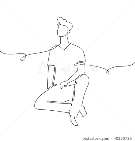 Boy sitting - one continuous line design style illustration 40220726