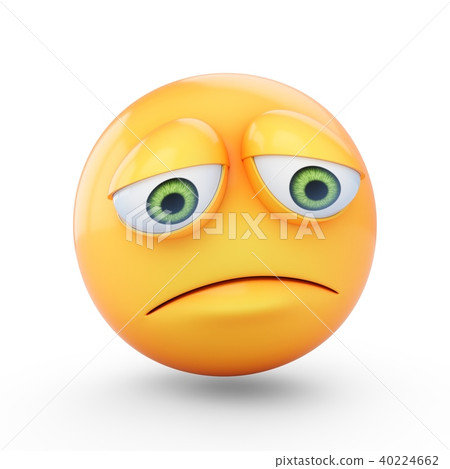 3D Rendering sad emoji isolated on white - Stock Illustration [40224662 ...