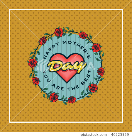 happy mothers day greeting card with blossom flowers on dotted background 40225539