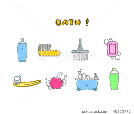 Cute doodle hygiene related items with smile 40225772