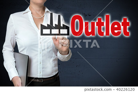Outlet touchscreen is shown by businesswoman 40226120