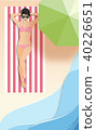 top view beach  with girl .Summer concept. 40226651