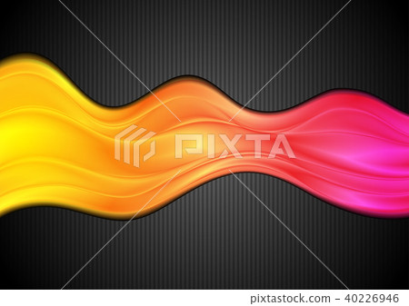 Glowing bright waves on black background - Stock Illustration [40226946 ...