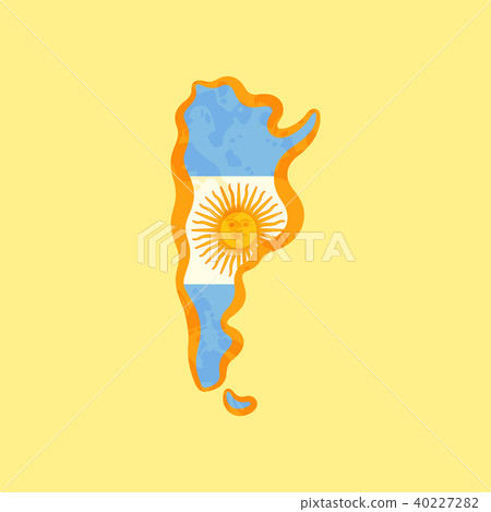 Argentina - Map colored with Argentine flag Argentina - Map colored with Argentine flag 40227282