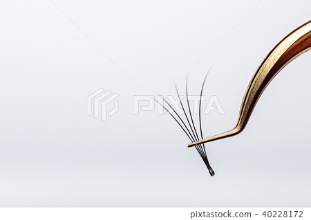 Eyelash Extension tools on white background. Accessories for eyelash extensions. Artificial lashes Eyelash Extension tools on white background. Accessories for eyelash extensions. Artificial lashes 40228172