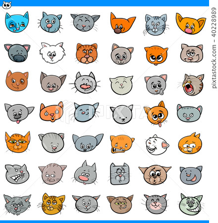 cartoon cats and kittens icons large set 40228989