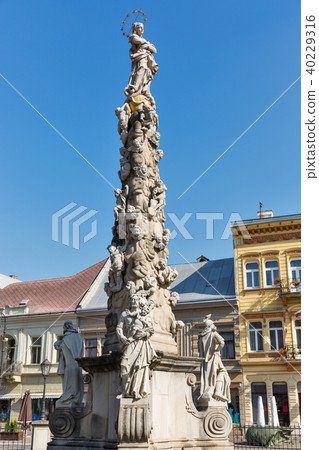 Sculpture Immaculata or Plague Column in Kosice. Sculpture Immaculata or Plague Column in Kosice. 40229316