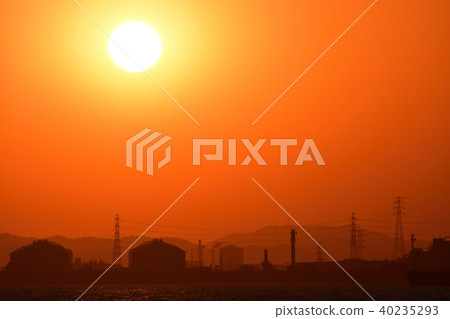 Sunset and factory Sunset and factory 40235293