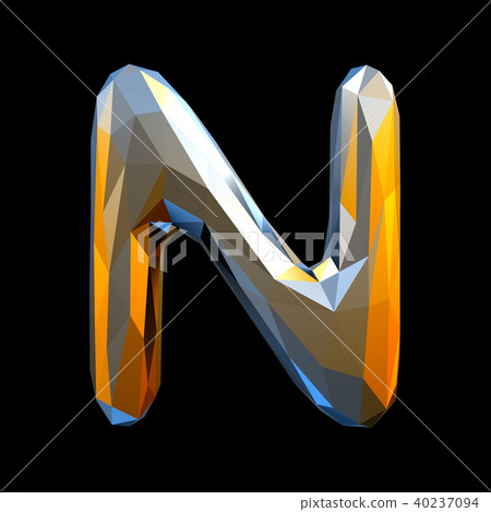 Capital latin letter N in low poly style isolated on black background 40237094
