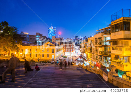 The popular street in Macau at night The popular street in Macau at night 40238718
