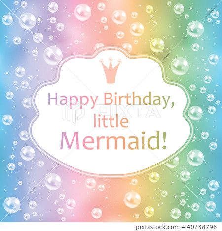 Birthday card for little girl. Blurred background, pearls and frame. Vector illustration 40238796