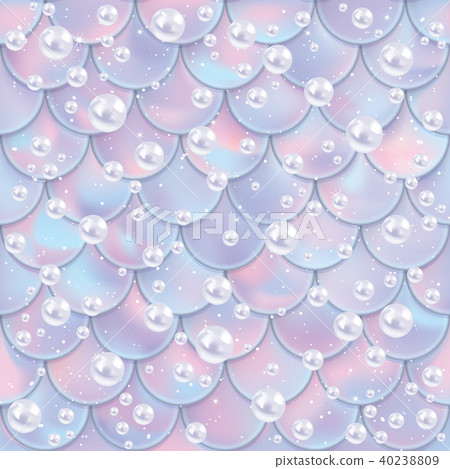 Fish scales and pearls seamless pattern. Mermaid tail texture. Vector illustration Fish scales and pearls seamless pattern. Mermaid tail texture. Vector illustration 40238809