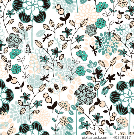 summer pattern with nature-插圖素材 [40239117] - PIXTA圖庫
