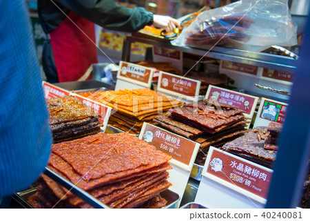 Traditional dry meat in shop in historic quarter 40240081