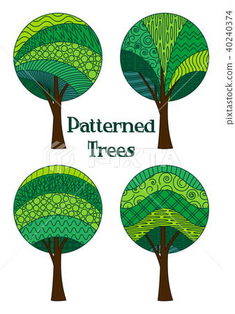Patterned Trees, Set Patterned Trees, Set 40240374