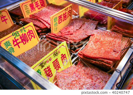 Traditional dry meat in shop in historic quarter 40240747