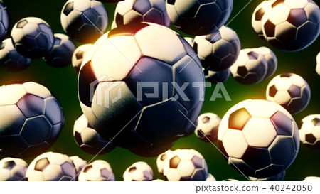 CGI motion graphics with flying soccer balls CGI motion graphics with flying soccer balls 40242050
