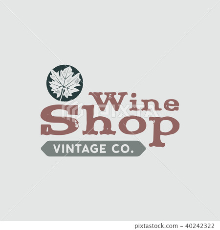 Wine logo, shop logotype, label. Vintage co poster sign. Typographic design illustration. Wine logo 40242322