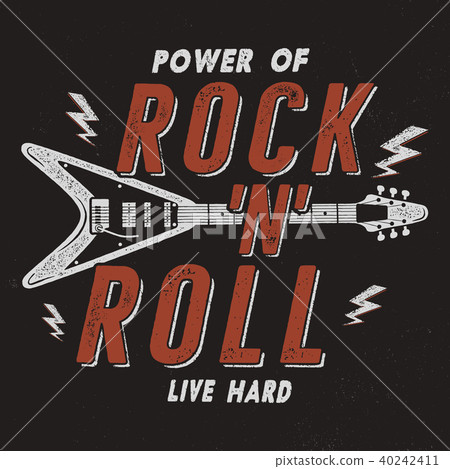 Vintage Hand Drawn Rock n Roll Poster, Retro Music Background. Musical Tee Graphics Design. Live Vintage Hand Drawn Rock n Roll Poster, Retro Music Background. Musical Tee Graphics Design. Live 40242411