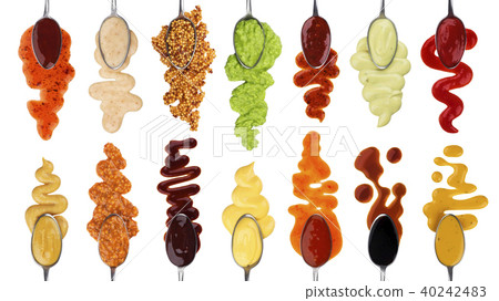 Different sauces isolated on white background Different sauces isolated on white background 40242483