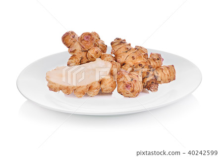 Sunchoke on plate  isolated on white background. 40242599