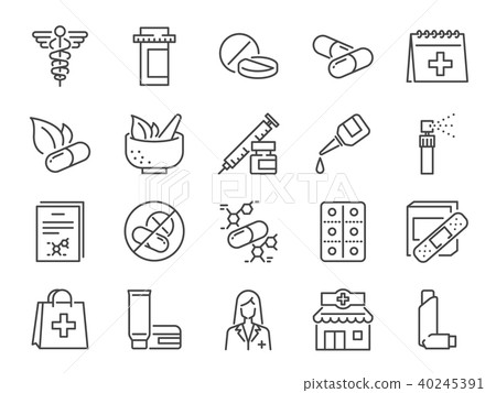 Pharmacy icon set 40245391