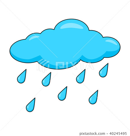 Cartoon cloud with rain drops isolated on white - Stock Illustration  [40245495] - PIXTA