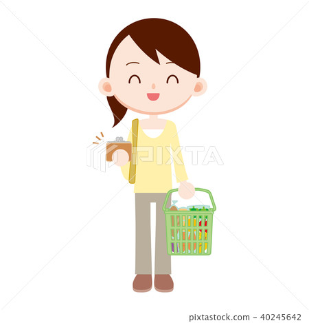 A woman who shopped full of shopping basket 40245642
