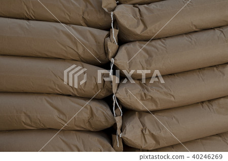 Three piles of big sacks at warehouse Three piles of big sacks at warehouse 40246269