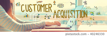 Cutomer Acquisition with woman working on a laptop 40246330