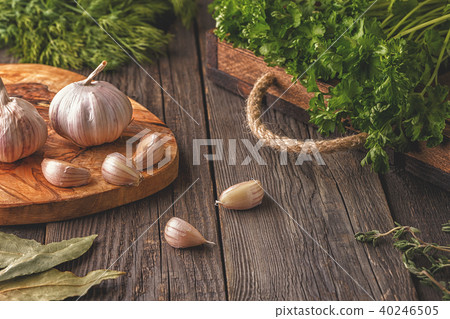 Vegetables, herbs, spices background.  40246505