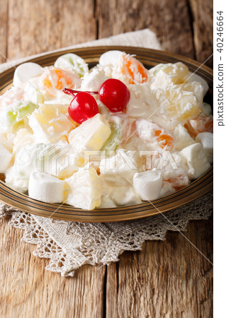 Delicious salad Ambrosia made from pineapple 40246664